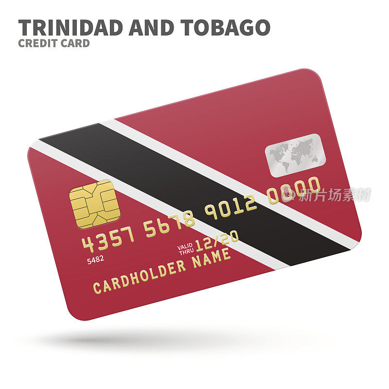 Credit card with Trinidad and Tobago flag background for bank